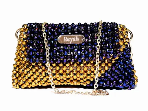 Crystal Beaded Clutch: Blue Ombre Wedding Purse 